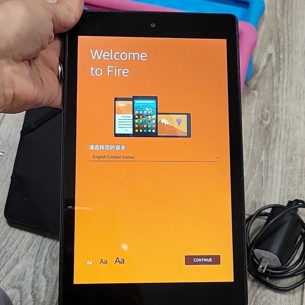 Amazon Fire Tablet with 2 Cases and a Headrest Holder